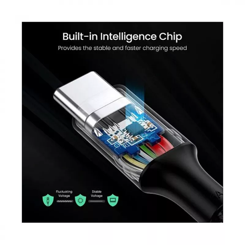 UGREEN USB-C naar USB-C 100W gevlochten nylon oplaadkabel 2m zwart