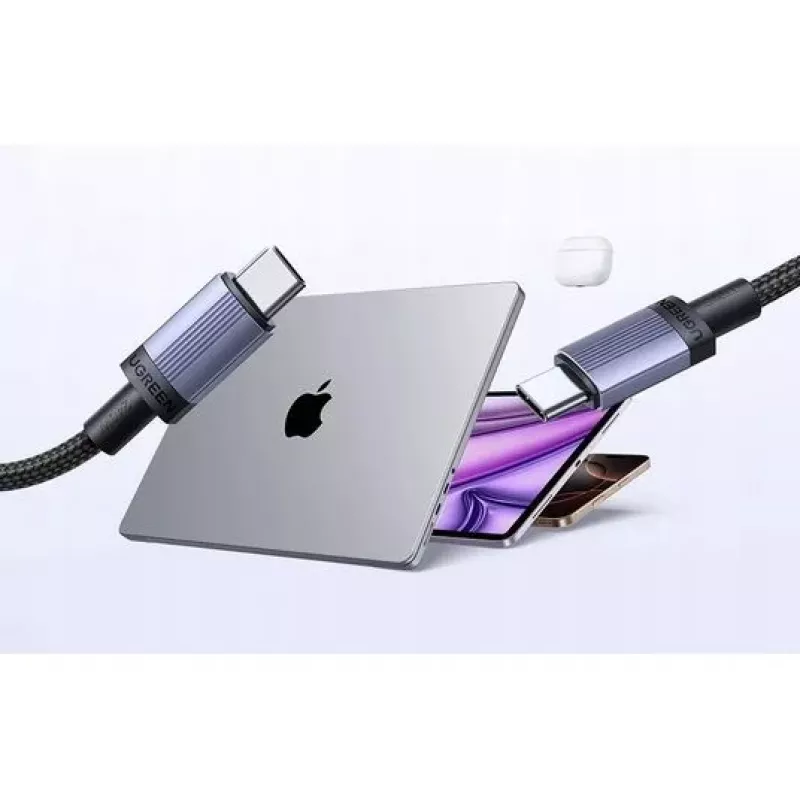 UGREEN USB-C naar USB-C oplaadkabel USB 2.0 240W PD 3.1, aluminium behuizing gevlochten, 2m grijs