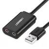 UGREEN USB naar 3,5 mm externe stereo-soundadapter - zwart