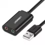 UGREEN USB naar 3,5 mm externe stereo-soundadapter - zwart