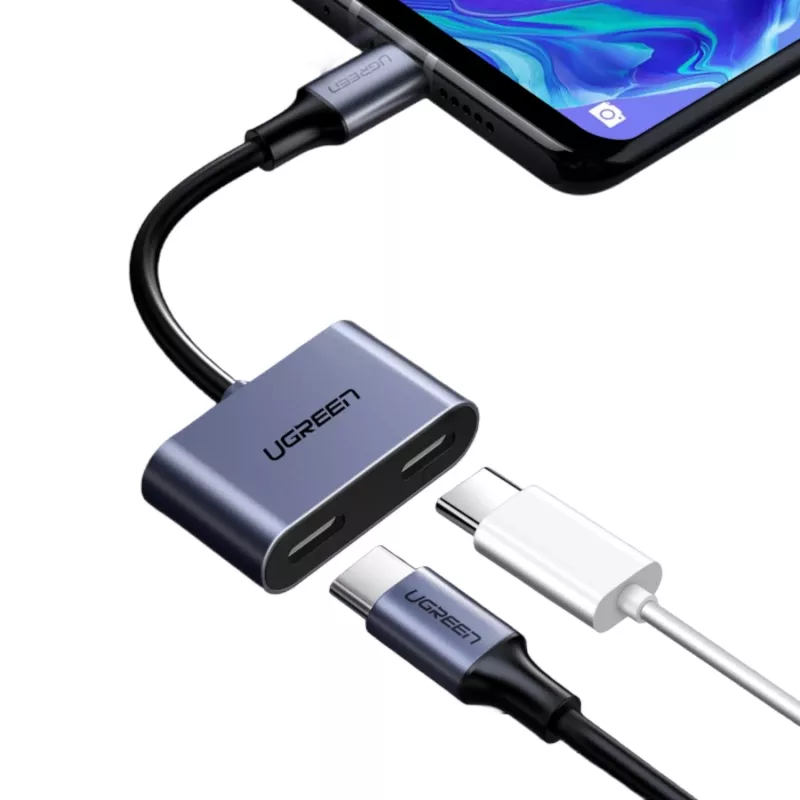 UGREEN USB Type-C dual-audio- en oplaadadapter (15W PD, 2-in-1-splitter)