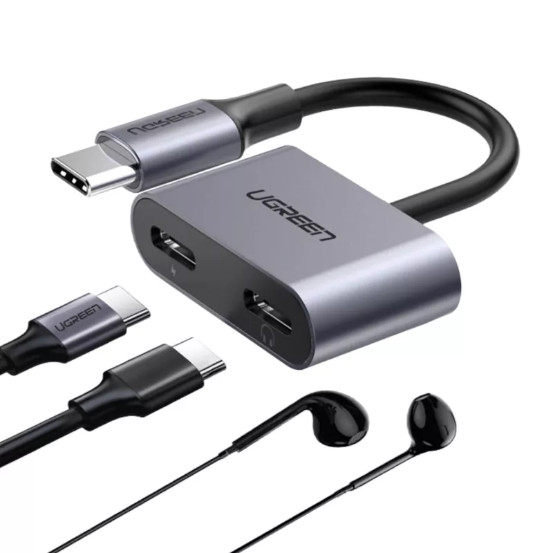 UGREEN USB Type-C dual-audio- en oplaadadapter (15W PD, 2-in-1-splitter)