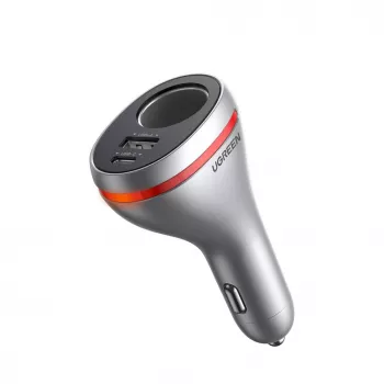 UGREEN USB Type-C / USB QC PD 24W autolader met 12V sigarettenaanstekerbus zilver (CD204)