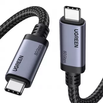 UGREEN USB4 USB-C naar USB-C kabel 240W 40Gbps 16K@60Hz 80Gbps Thunderbolt 4 compatibel 1m nylon gevlochten