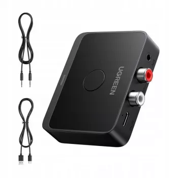 UGREEN 55545 Bluetooth 6.0 LDAC Hi-Res Audio-ontvanger met 3,5 mm AUX en 2x RCA-uitgang, zwart