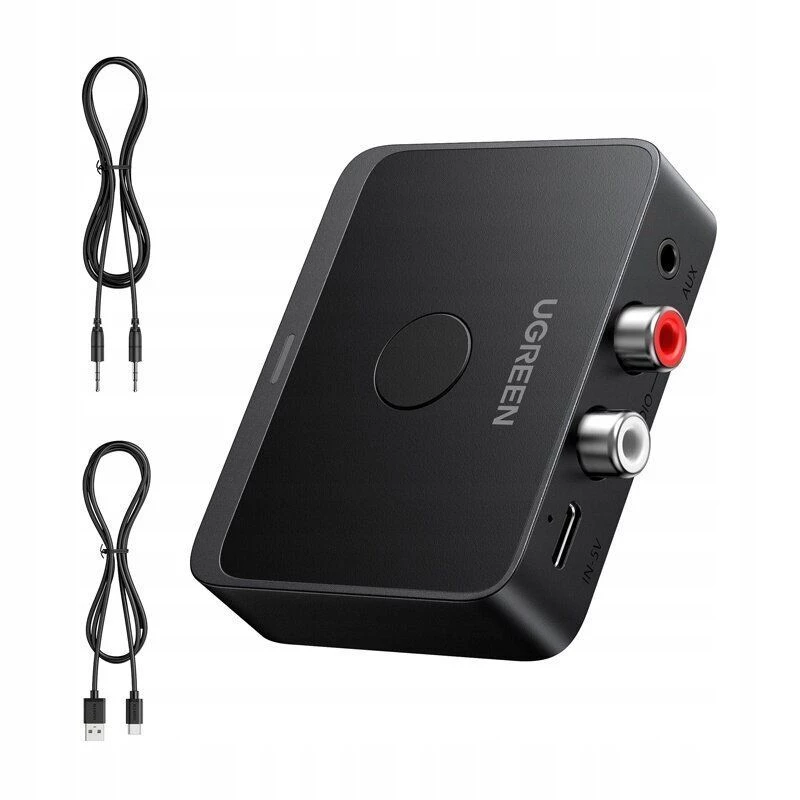 UGREEN 55545 Bluetooth 6.0 LDAC Hi-Res audio-ontvanger met 3,5 mm AUX- en 2x RCA-uitgang, zwart