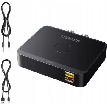 UGREEN 55545 Bluetooth 6.0 LDAC Hi-Res Audio-ontvanger met 3,5 mm AUX en 2x RCA-uitgang, zwart