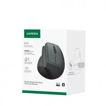 UGREEN draadloze verticale muis, 2,4 GHz / Bluetooth 5.4, instelbare DPI, zwart