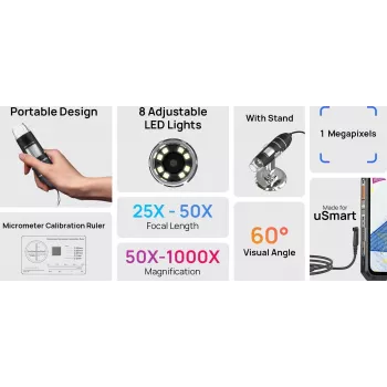 ULEFONE uSmart C01 digitale microscoop 50x-1000x 2MP USB-C