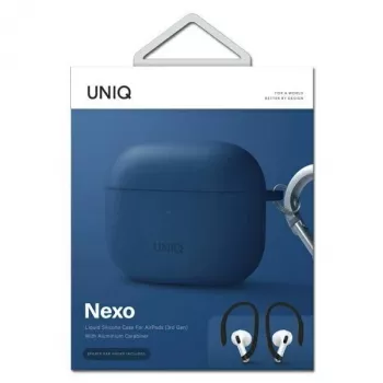 UNIQ Nexo Case voor AirPods 3 + Ear Hooks silicone - blauw