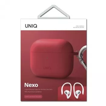 UNIQ Uniq Nexo hoes voor AirPods 3 + silicone oorhaken - rood