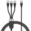 UNITEK 3-in-1 USB-A naar Lightning, USB-C, Micro USB nylon-gevlochten oplaadkabel 1,5 m zwart