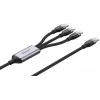 UNITEK 3-in-1 USB-A naar Lightning, USB-C, Micro USB nylon-gevlochten oplaadkabel 1,5 m zwart