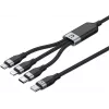UNITEK 3-in-1 USB-A naar Lightning, USB-C, Micro USB nylon-gevlochten oplaadkabel 1,5 m zwart