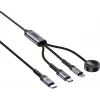 UNITEK 3-in-1 USB-C + Lightning + Apple Watch laadkabel, 100W PD, 480 Mbps, 1,2 m, zwart
