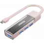 UNITEK bidirectionele USB-C/USB-A hub, 4-poorts, 5Gbps, roze