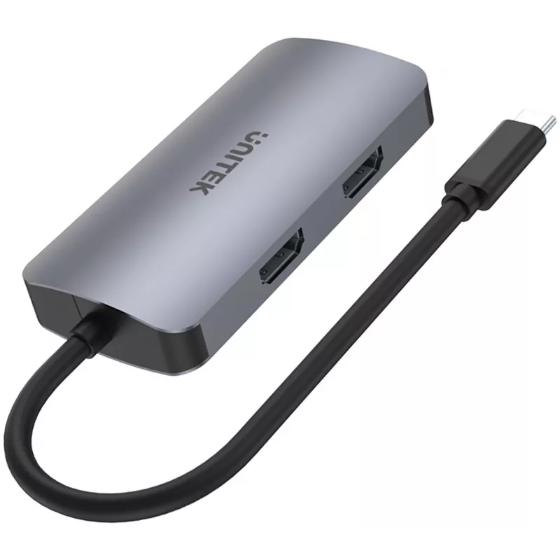 Unitek D1051A USB-C hub met 1x USB 3.0, VGA, 2x HDMI, Power Delivery en MST