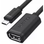 UNITEK USB 2.0 OTG-kabel, microUSB-stekker naar USB-A-bus, 15 cm, zwart