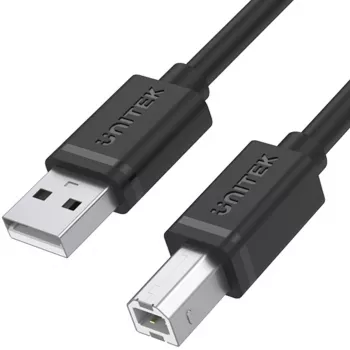 UNITEK USB 2.0 Type-A stekker naar Type-B stekker kabel 2m zwart