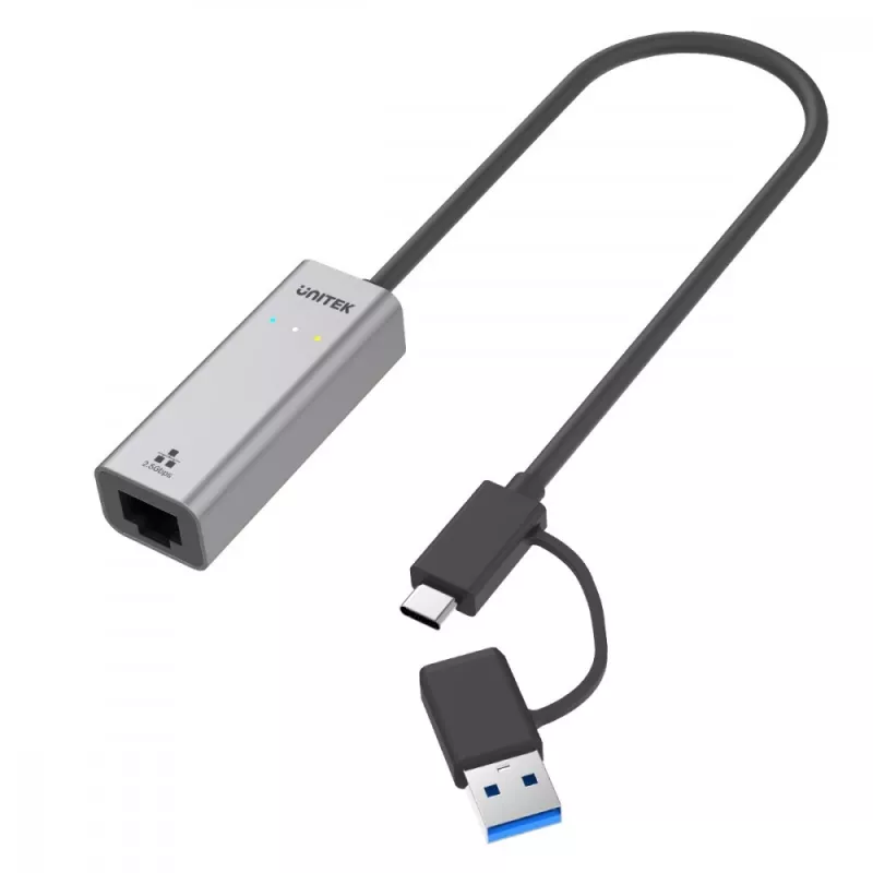 UNITEK USB-A/C 3.1 Gen 1 naar RJ45 2.5 Gigabit Ethernet-adapter U1313C