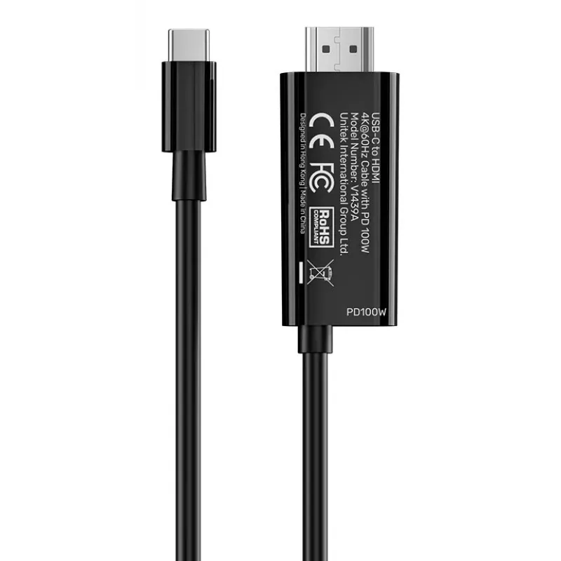 UNITEK USB-C naar HDMI 4K@60Hz kabel met USB-C PD 100W