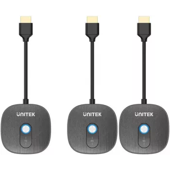 UNITEK draadloos HDMI 1080p AV-signaalzender systeem, 1 zender + 2 ontvangers, zwart