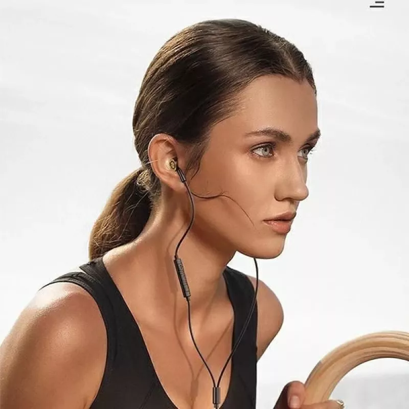 USAMS EP-43 metalen USB-C stereo-oortelefoon met microfoon, zwart