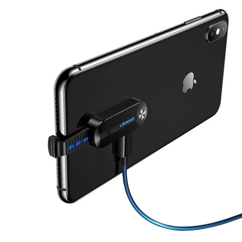 USAMS Lightning dual adapter met LED-licht SJ357 zwart