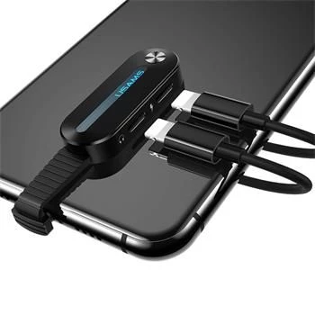 USAMS Lightning dual adapter met LED-licht SJ357 zwart