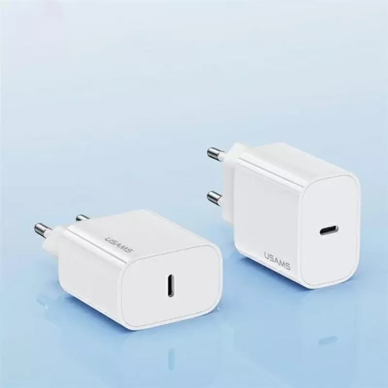 USAMS Yi Series T65 20W PD snellader met USB-C naar USB-C 60W kabel, wit (OYXLTZ01)