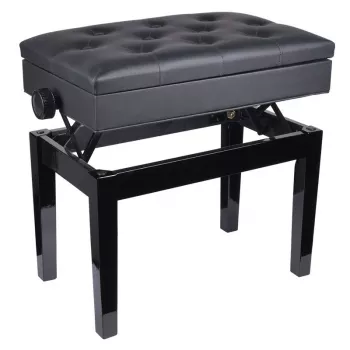 V-TONE BENCH 2 BK Pianobank met opbergruimte, Zwart
