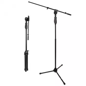 V-TONE DELUXE M1 solo microfoonstatief met uitarm en statiefbasis, in hoogte verstelbaar 900-1600 mm, zwart