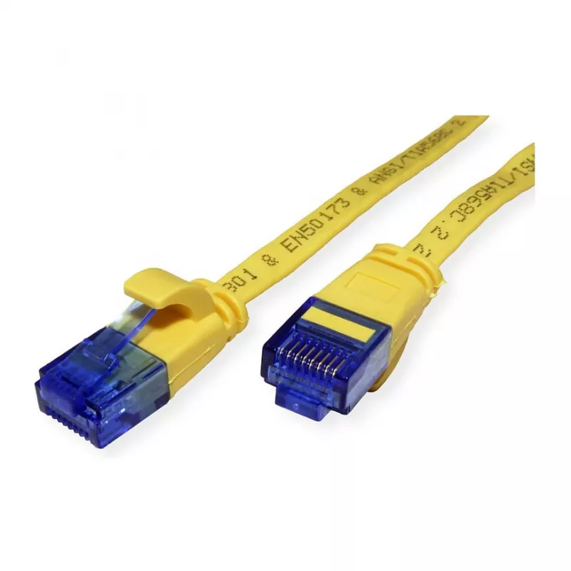 VALUE Cat.6A UTP extra platte patchkabel, geel, 0,5 m
