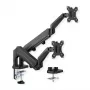 VALUE 17.99.1183 lcd-bureaubeugel met dubbele arm, tot 32 inch, ruimtebesparend, verend, 6 scharnierpunten, zwart