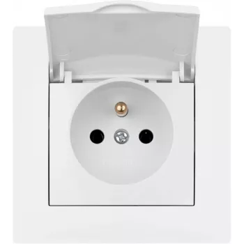 VCX WESA LC 52 enkele randaarde stopcontact met klepdeksel, opbouwmontage, IP44, 16A, wit