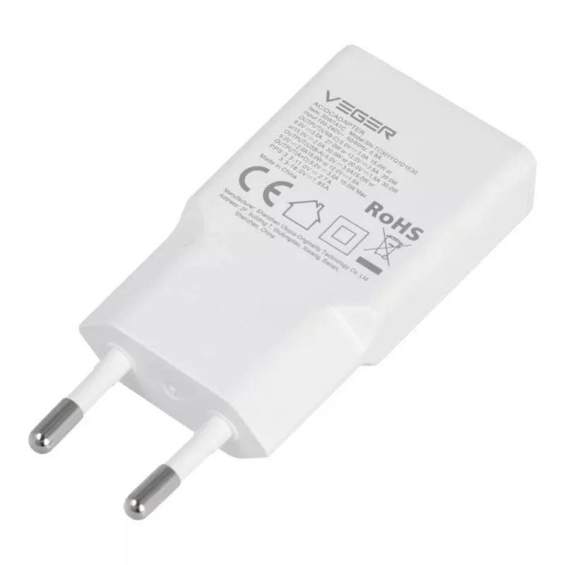 VEGER USB-A + USB-C QC PD 30W wandlader 30W1A1C wit
