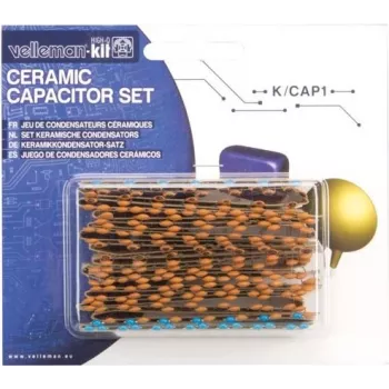 VELLEMAN K/CAP1 keramische condensator-sortimentkit, 224 stuks, 16 waarden, 10pF tot 1µF, 50V, through-hole montage