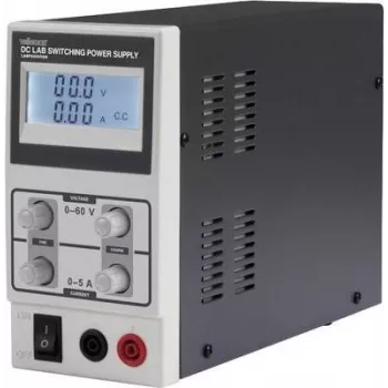 Velleman LABPS6005SM 60V 5A 300W geregelde DC-labvoeding met LED-display, zwart/grijs