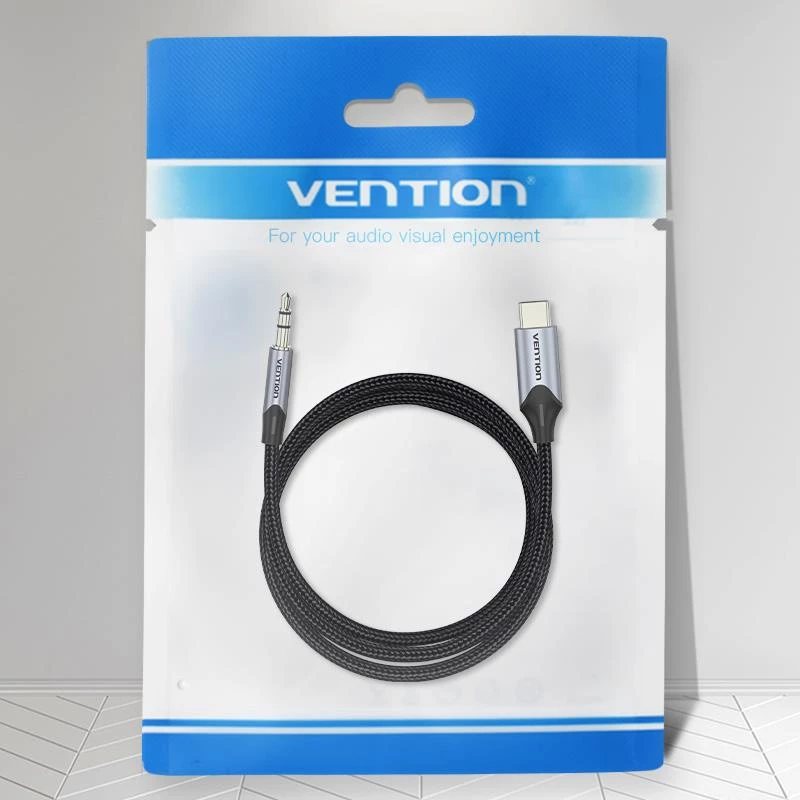 VENTION BGKHF USB-C naar 3,5 mm audio-adapterkabel 1 m zwart