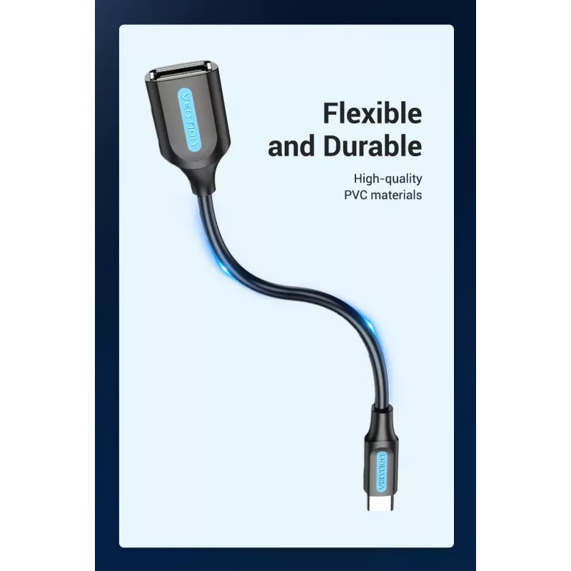 VENTION CCSBB USB 2.0 Type-C stekker naar USB-A bus adapterkabel 0,15m zwart