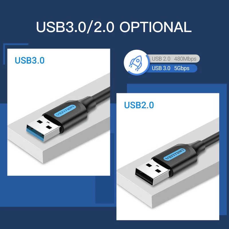 VENTION CONBI USB 3.0-kabel stekker naar stekker 3m zwart
