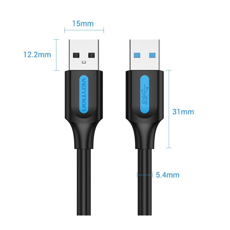 VENTION CONBI USB 3.0-kabel stekker naar stekker 3m zwart