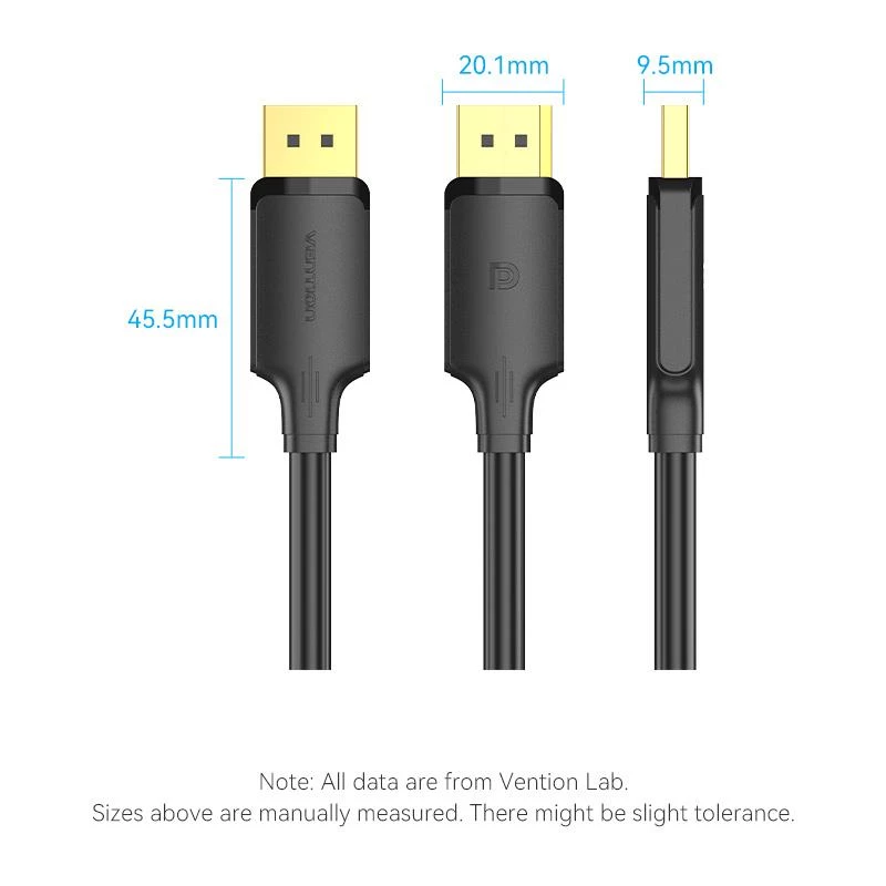 VENTION HAKBF DisplayPort-naar-DisplayPort-kabel 1m zwart