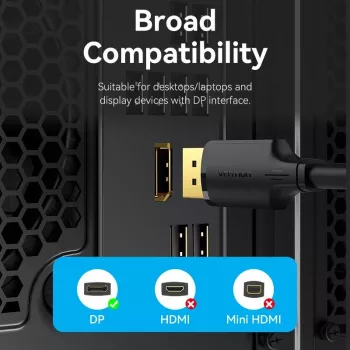 VENTION HAKBF DisplayPort-naar-DisplayPort-kabel 1m zwart