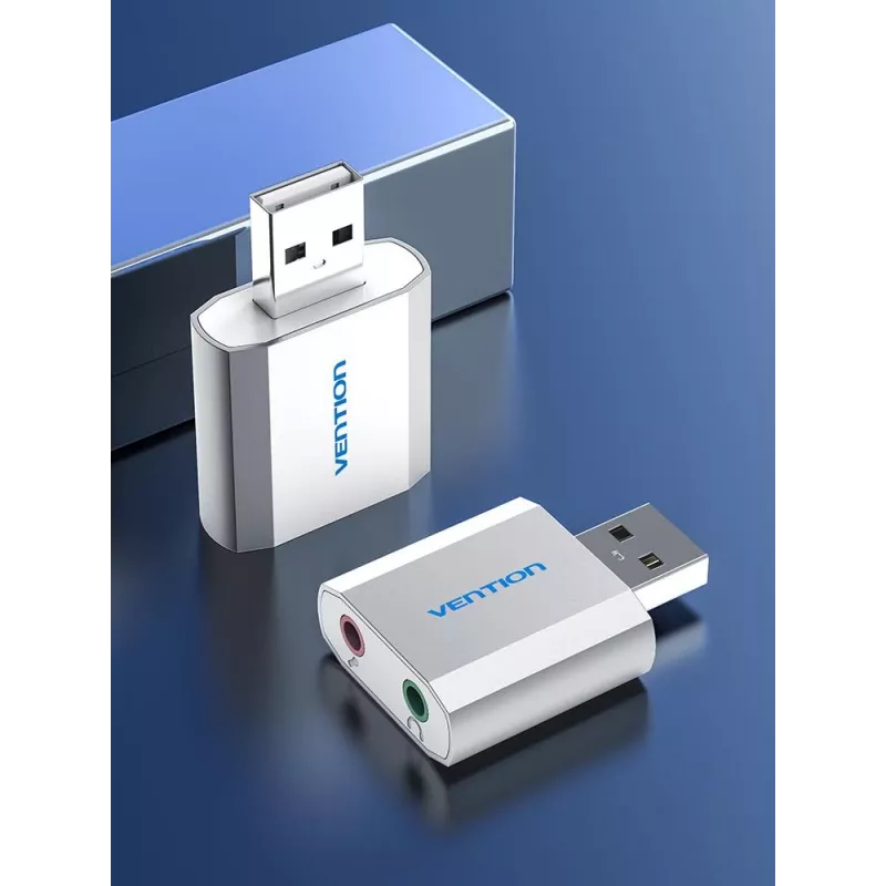 VENTION VAB-S13 USB 2.0-geluidskaart met 2-poorts hub