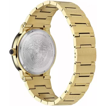 VERSACE V-Chrono herenhorloge VE7G00323 38mm zwarte wijzerplaat leren band