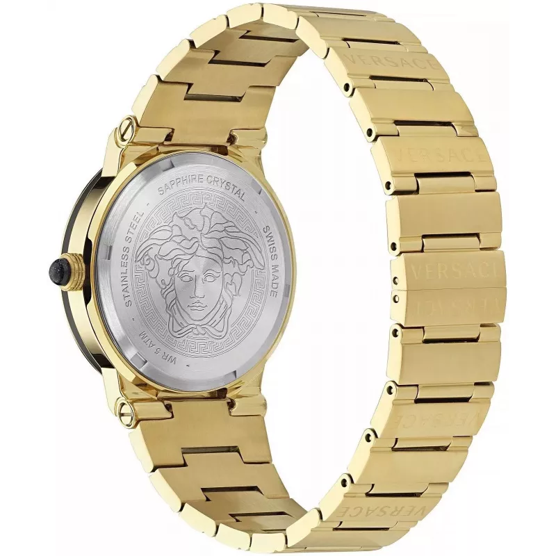 VERSACE V-Chrono herenhorloge VE7G00323 38mm zwarte wijzerplaat leren band