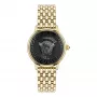 VERSACE V-Circle unisex Zwitsers quartz horloge VE6F00523 38mm zwarte wijzerplaat leren band