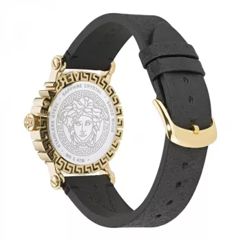 Versace V-Circle dames Zwitsers quartz horloge VE6D00223 40mm zwarte wijzerplaat lederen band