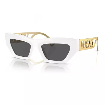 VERSACE VE4432U40187 dames cat-eye zonnebril - zwart acetaat frame, grijze polycarbonaat glazen, UV400-bescherming